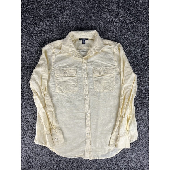 Chaps Tops - Chaps Classics Women's Long Sleeve Yellow Shirt Size Large 100% Linen Button-up